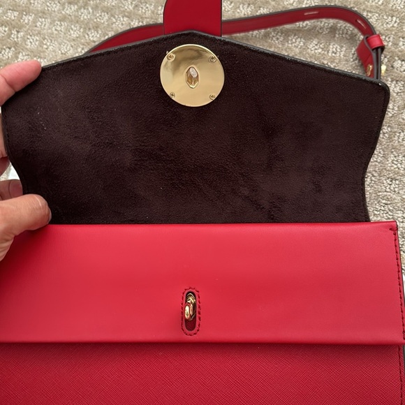 Michael Kors Red Greenwich Medium Saffiano Leather Shoulder Bag - Picture 8 of 15